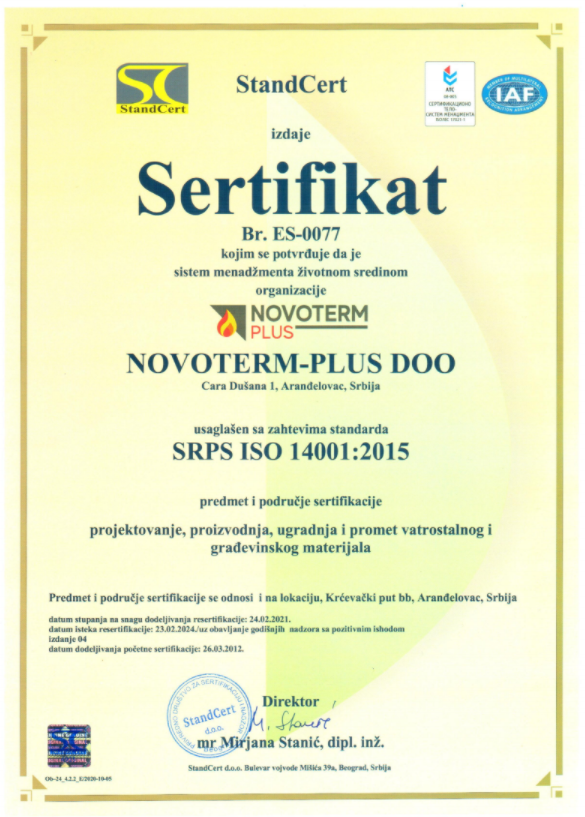Sertifikat ISO 14001:2015